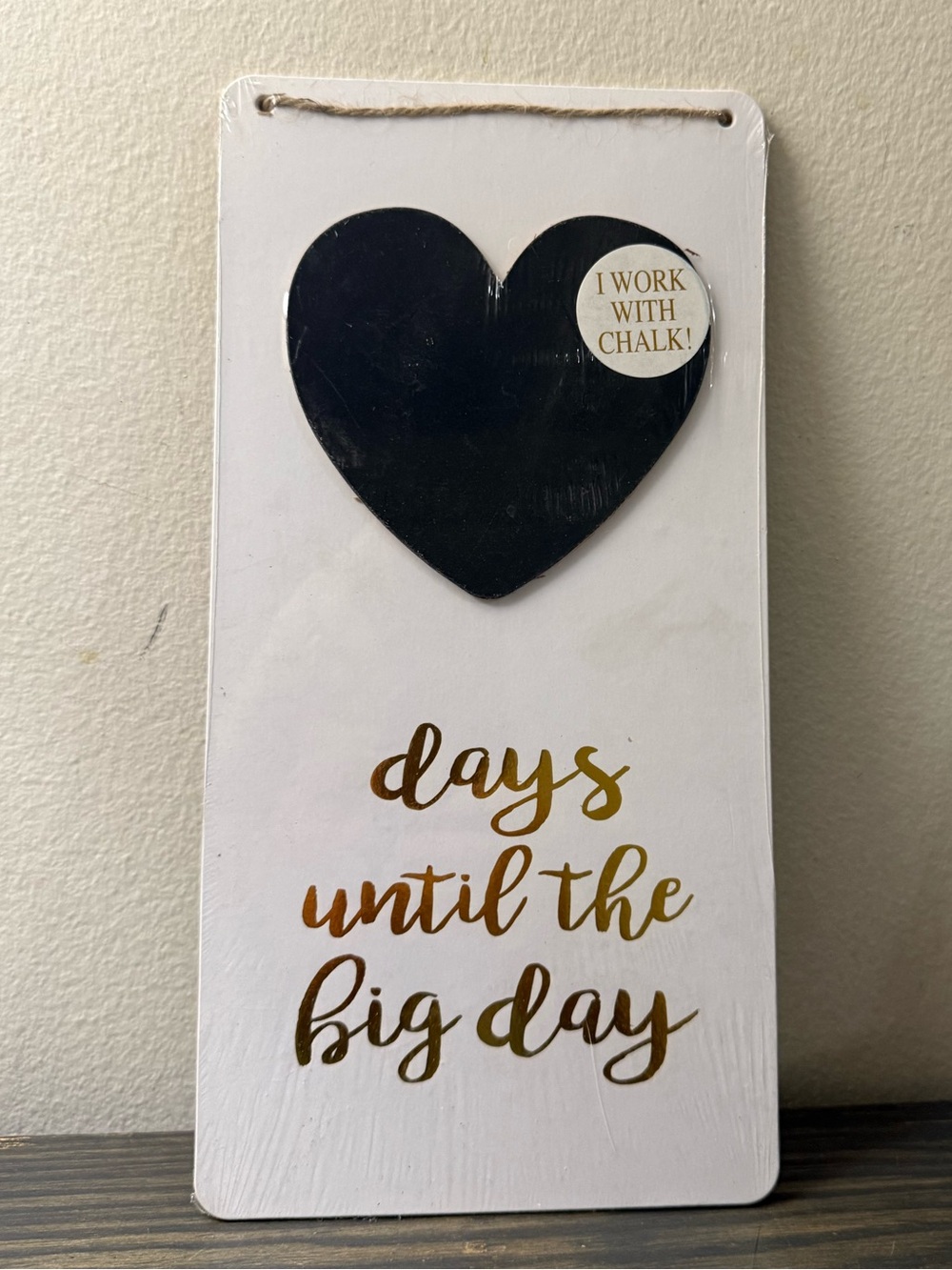 Chalkboard Heart 'Days Until the Big Day' Wedding Wall Sign